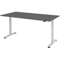 HAMMERBACHER XMST2E elektrisch höhenverstellbarer Schreibtisch grafit rechteckig, T-Fuß-Gestell silber 200,0 x 100,0 cm von HAMMERBACHER