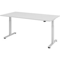 HAMMERBACHER XMST2E elektrisch höhenverstellbarer Schreibtisch lichtgrau rechteckig, T-Fuß-Gestell silber 200,0 x 100,0 cm von HAMMERBACHER