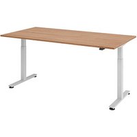 HAMMERBACHER XMST2E elektrisch höhenverstellbarer Schreibtisch nussbaum rechteckig, T-Fuß-Gestell silber 200,0 x 100,0 cm von HAMMERBACHER