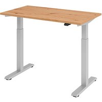 HAMMERBACHER XMST612 elektrisch höhenverstellbarer Schreibtisch asteiche rechteckig, T-Fuß-Gestell silber 120,0 x 67,2 cm von HAMMERBACHER