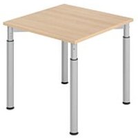 HAMMERBACHER YS08 höhenverstellbarer Schreibtisch eiche quadratisch, 4-Fuß-Gestell silber 80,0 x 80,0 cm von HAMMERBACHER