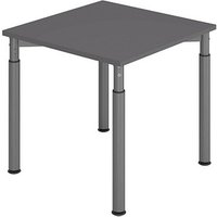 HAMMERBACHER YS08 höhenverstellbarer Schreibtisch grafit quadratisch, 4-Fuß-Gestell grau 80,0 x 80,0 cm von HAMMERBACHER