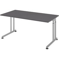 HAMMERBACHER ZS16 höhenverstellbarer Schreibtisch grafit rechteckig, C-Fuß-Gestell silber 160,0 x 80,0 cm von HAMMERBACHER