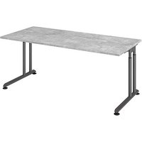 HAMMERBACHER ZS19 höhenverstellbarer Schreibtisch beton rechteckig, C-Fuß-Gestell grau 180,0 x 80,0 cm von HAMMERBACHER