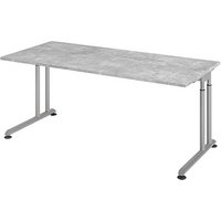 HAMMERBACHER ZS19 höhenverstellbarer Schreibtisch beton rechteckig, C-Fuß-Gestell silber 180,0 x 80,0 cm von HAMMERBACHER