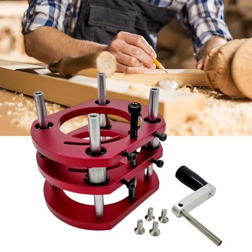 Router Lift, 4-Backen-Hebebühne Klemm-Frästisch-Hebesystem Edelstahl-Frästisch-Hebesystem Maximum Lift 51mm Spannmaschinendurchmesser 64-65 mm für DIY, Holzbearbeitung, Gravur (Rot) von HAMON