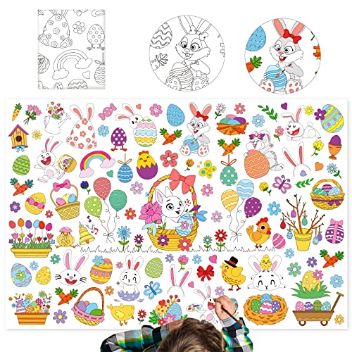 HAMOOM 2 Stück Ostern Tischdecke zum Ausmalen Ostertischdecke Kinder Ausmaltischdecke Bemalbare Papiertischdecke Ostern Graffiti Maltischdecke für Ostergeschenk Kindergeburtstag Deko 128cm*86cm von HAMOOM