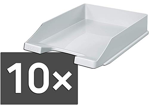 HAN 1027-X Briefablage KLASSIK, DIN A4/C4, stapelbar, stabil, modern (10er Pack | lichtgrau) von HAN