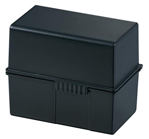 HAN Karteibox DIN A6 quer – 3 STÜCK, innovatives, attraktives Design für 400 Karteikarten mit Stahlscharnier, schwarz, 976-13 von HAN