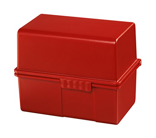 HAN Karteibox DIN A8 quer, innovative Lernkartei, modernes Design für 200 Karteikarten, inklusive 100 Karteikarten und A-Z Register, 978-17, rot von HAN