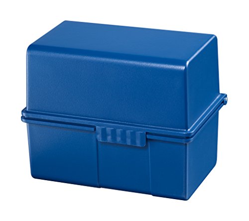 HAN Karteibox DIN A8 quer, innovatives, modernes Design für 200 Karteikarten, inklusive 100 Karteikarten und A-Z Register, 978-14, blau von HAN