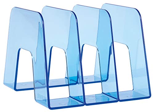 HAN Katalogsammler SORTER – Prospekthalter zum Austellen mit 3 Fächern für DIN A4/C4 – 209 x 224 x 163 mm (B x T x H) – Transparent-Blau von HAN