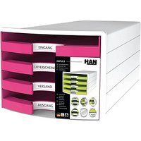 HAN Schubladenbox IMPULS  pink 1013-56, DIN C4 mit 4 Schubladen von HAN