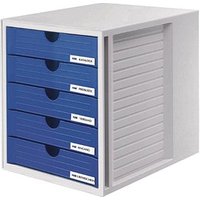 HAN Schubladenbox System-Box  blau 1450-14, DIN C4 mit 5 Schubladen von HAN