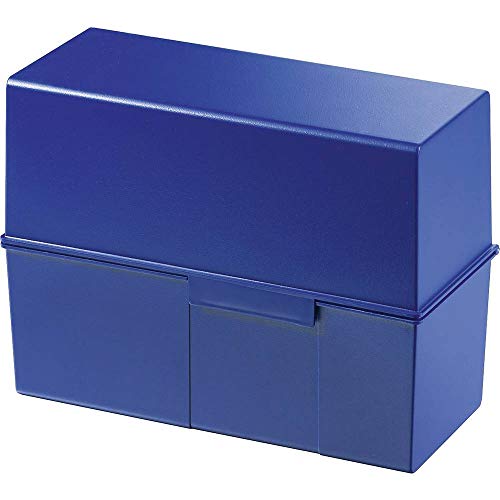 Han Karteibox DIN A5 quer – innovatives, attraktives Design für 500 Karteikarten mit Stahlscharnier, blau, 975-14, 1 Stück von HAN