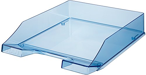 Han Klassik Briefablage A4/C4 stapelbar, stark, transparent rauchtopas farbig - 6er Pack, 12 Ablagen | transparent-blau, 1 von HAN