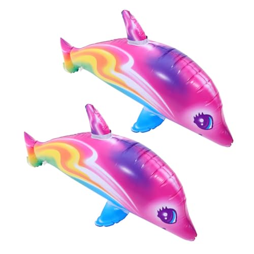 HANABASS 2 Stück Jumbo-Regenbogen- Aufblasbares Pool-Spielzeug Aufblasbares Wassertier Hai Großer Aufblasbarer Pool Schwimmt Spielzeug-Tier-Ballon-Dekor von HANABASS