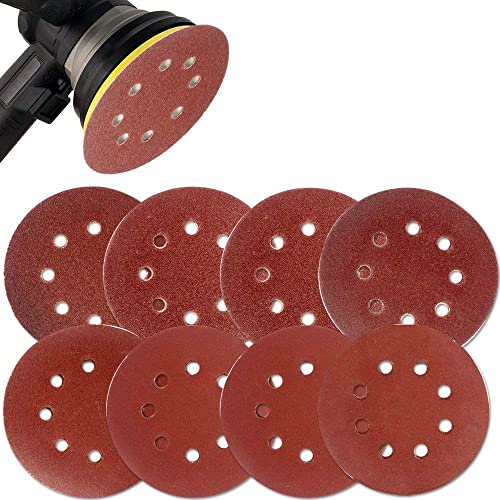 10 Stück 125 mm 5 Zoll Klett-Schleifpapier mit 8-Loch-Schleifpads Set 40-3000 Grit Sander Disc Schleifmittel für Poliermaschine, 320 von HANASE