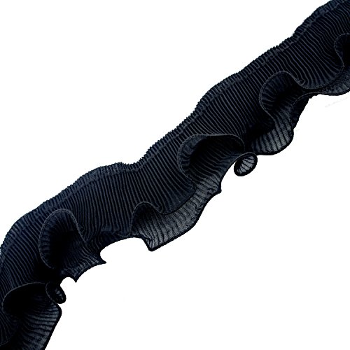 Hand® Schwarzes Nylon Rüschen Rüsche elastisch Stutzen 2 Schichten - 70 mm breit - 3 Meter von HAND