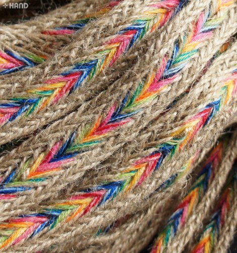 HAND Ã‚® BRT33 Colourful and Brown Plait Belt Flax/Wool Rope Cord Trim - 20 mm Wide Appx 10 meters by HAND von HAND