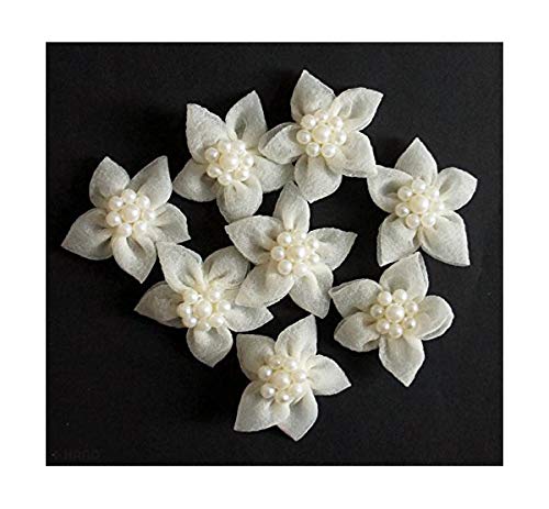Hand® Deko-Blumen mit Perlen, zum Heimwerken, Hochzeit, Kunsthandwerk, Weiß – 8 Stück, LWF5 von HAND