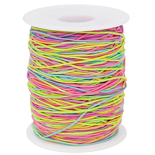 Handi Stitch 100 m x 1 mm Elastische Schnur Gummiband Regenbogen - Dehnbarer Mehrfarbige Perlenschnur Elastisch - Perfektes Gummiband für Armbänder, Fußkettchen & Halsschmuck Sowie DIY-Bastel Deko von HANDI STITCH