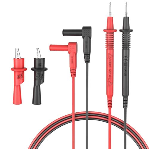 Multimeter Messleitungen Set mit Alligator-Klemmen, CAT III 1000V, 4mm Prüfspitzen, Gewindete Alligator-Klemmen, Isolierte Testkabel für Elektroniktüftler und Profis von HANDSKIT