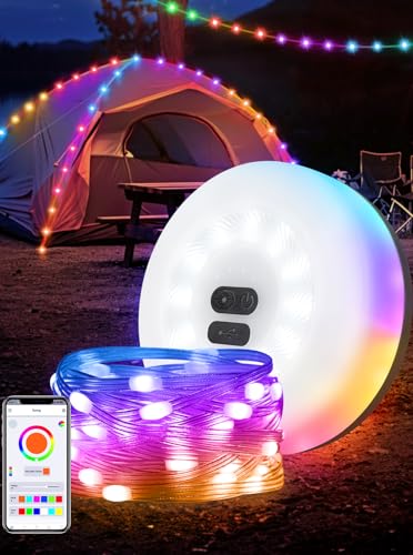 LED Lichterkette Lichterketten Innen Außen Wetterfest Tragbare Verstaubare,Alpenwolken Outdoor Lichterkette Kinderzimmer USB Wiederaufladbar,6m Camping Lichterkette Aufrollbar (Mehrfarbig) von HANDSONIC