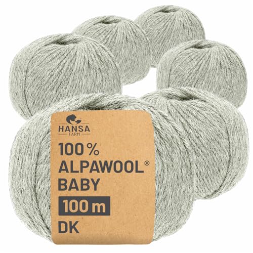 HANSA-FARM | 100% Baby Alpakawolle in 50+ Farben (kratzfrei) - 300g Set (6 x 50g) - weiche Alpaka Wolle zum Stricken & Häkeln in 6 Garnstärken by Hansa-Farm - Silbergrau (Grau) von HANSA-FARM