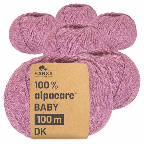 HANSA-FARM | Alpacare 100% die 1. maschinenwaschbare Baby Alpakawolle - 300 Set DK (6 x 50g) - kratzfreie Alpaka Wolle zum Stricken & Häkeln - Beere von HANSA-FARM