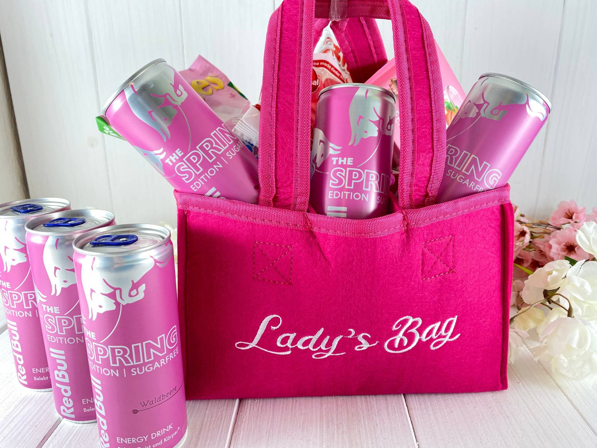 Geschenk Tasche Ladys Bag Energy Drink Pink Waldbeere To Go Für Frauen, Freundin, Muttertag, Valentinstag von HANSELSSHOP