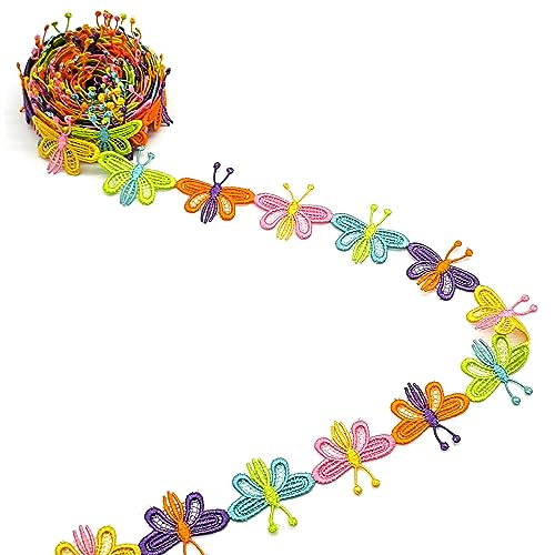 5 Yard 25 Mm Blumen Spitzenband Florale Spitzenborte Zierband Zum NäHen Borten Und BäNder Zum NäHen Geschenkband Blumenband Stickerei NäHgüRtel,Kunsthandwerk Dekoration Hochzeit NäH (Flowers D) von HAOBIN