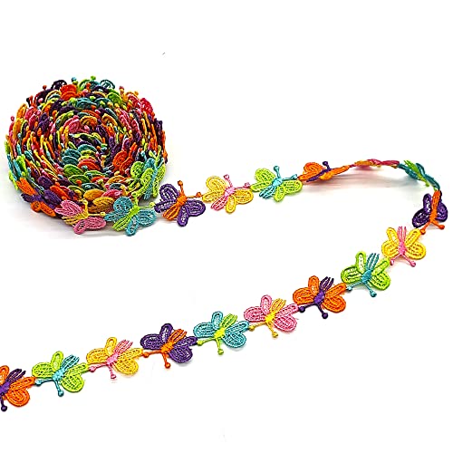 5 Yard 25 Mm Blumen Spitzenband Florale Spitzenborte Zierband Zum NäHen Borten Und BäNder Zum NäHen Geschenkband Blumenband Stickerei NäHgüRtel,Kunsthandwerk Dekoration Hochzeit NäH (schmetterling) von HAOBIN