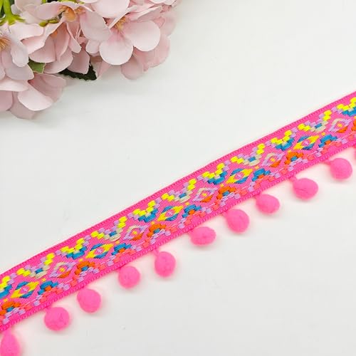 5.6 Meter Quaste Trim Band Pompon Borte Fringe Pompoms Bunt Fransen Quasten Trim Fransen Spitzenborte Pomponborte Pom Bommelborte Pom Poms Balls Fransenbesatz FüR Heimwerker NäH ZubehöR Dekoration (F) von HAOBIN