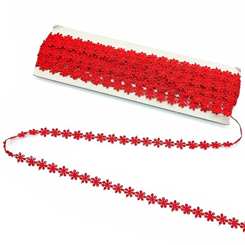 HAOBIN 15 Yards spitzenband Blumen Spitzenband blumenband Florale Spitzenborte Nähen Deko Borte bänder zum basteln Stickerei Nähgürtel,Handwerk Dekoration,Hochzeit handgemachte nähdekorationen (rot) von HAOBIN