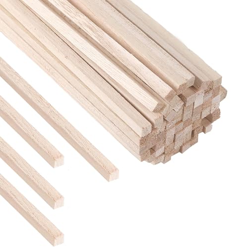 HAOBIN 40 Stück Holzstäbe Quadratisch Holzstäbchen zum Basteln Holzleiste 200x8x8 mm Holzleiste holzklötze basteln Holz für Heimwerkerprojekte und Dekoration,Bau und Vertäfelung von HAOBIN