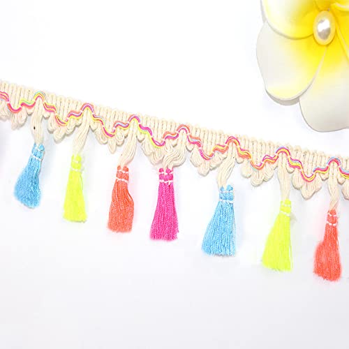 HAOBIN 5.6 Meter Quaste Trim Band Pompon Borte Fringe Pompoms Bunt Fransen Quasten Trim Fransen Spitzenborte Pomponborte Pom Bommelborte Pom Balls Fransenbesatz FüR Heimwerker NäH Dekoration (A) von HAOBIN