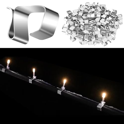 HAOBIN Dachrinnenhaken für Lichterketten Edelstahl Weihnachtslicht Clips Lichterkette Clips Dachrinne Halterung Lichterkette Regenrinne Geeignet für Weihnachtsbeleuchtung,Küchen,Gärten (80pcs) von HAOBIN