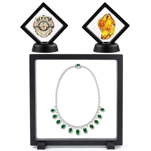 Halter Floating Frame Groß 3D Floating Display Ständer MüNz Display Box Schweberahmen Displayrahmen Schwimmende Vitrine PräSentationsstäNder Mit Basis FüR Display Ring AnhäNger Armband Schmuck (B) von HAOBIN