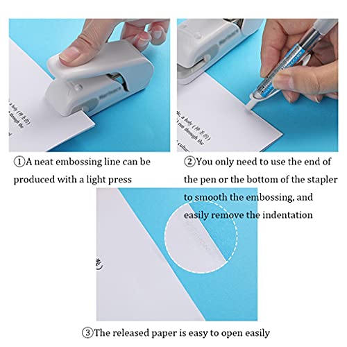 Desktop-Hefter, heftklammerfreier Hefter. Mit diesem Artikel können Sie Papierstücke heften, ohne Löcher auf dem Papier zu machen. 5 Blatt können mit dem Hefter geheftet werden von HAODUOO