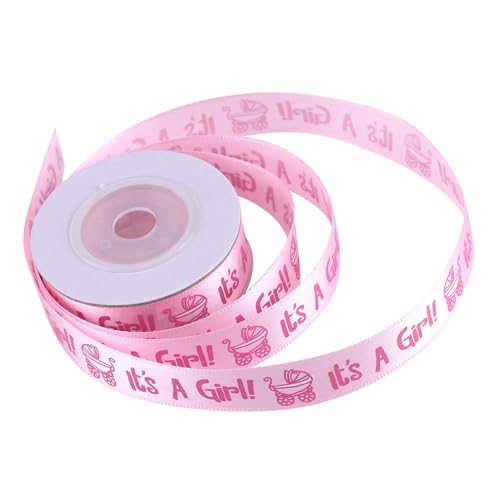 Band zum Verpacken von Geschenken, 9,1 m, Stoffband, Satinband, Rollen, blau, rosa, Babyparty, Taufe, Party, Gastgeschenk, Geschenkband, Schleifenherstellung, Basteln, Nähen, (Rosa) von HAOHIZE