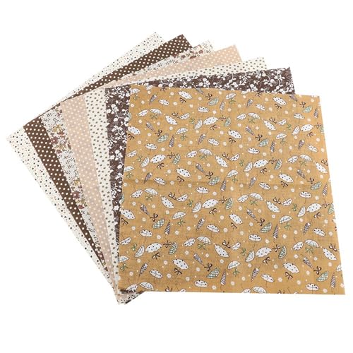 HAOHIZE 7 Stück Baumwollstoff Patchwork 50x50 cm, Patchwork Stoffe Paket, Futterstoff Stoffe Quilten Nähen Bastelbedarf Quadrate Vorgeschnittenes (Braun) von HAOHIZE