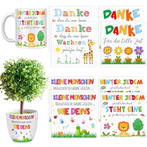 8Pcs Aufkleber für den Blumentopf Danke Dass Erzieherin Lehrerin Danke Sticker,Dankesworte,Kindergarten Abschiedsgeschenk,Erzieherin Geschenk für Fenster und Glastüren von HAOWANWW