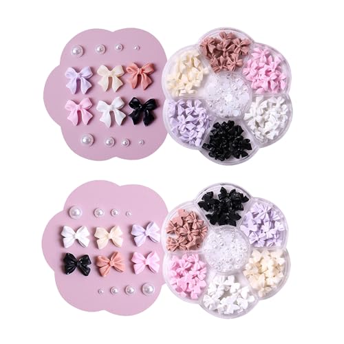 2 Boxen Bunte Nail Charms,DIY Nagel Deko für Nagelkunst Strasssteine Perlen,Charms Nägel Schmetterlings,Nail Art Set Nagelanhänger für Nagelkunst von HAOXYO