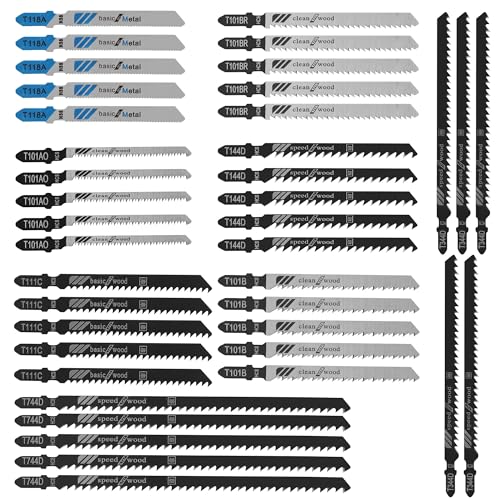 Professional 40 Piece StichsäGebläTter Holz，8 Modelle SäBelsäGebläTter Set，StichsäGebläTter Metall mit Kunststoffbox，SäGebläTter StichsäGe (40 Stück Stichsägeblätter) von HAOYULUO