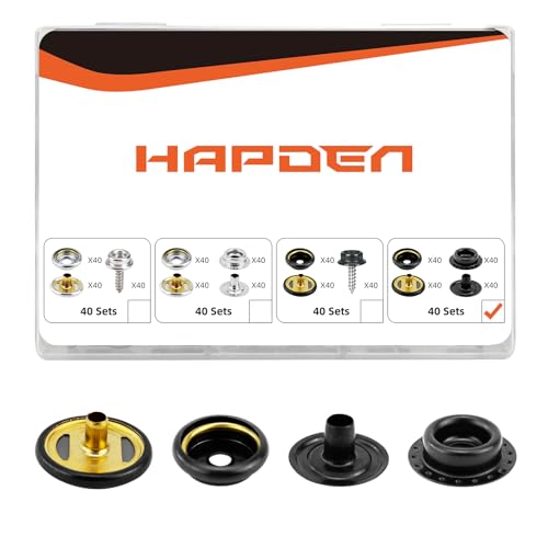 160 Stück Snap Buttons, Snap Fasteners Kit 15mm Edelstahl Snaps Marine Grade Boot Segeltuch Snaps,Socket Metall Snaps für Kleidung Leder Boot Abdeckung Stoff von HAPDEN