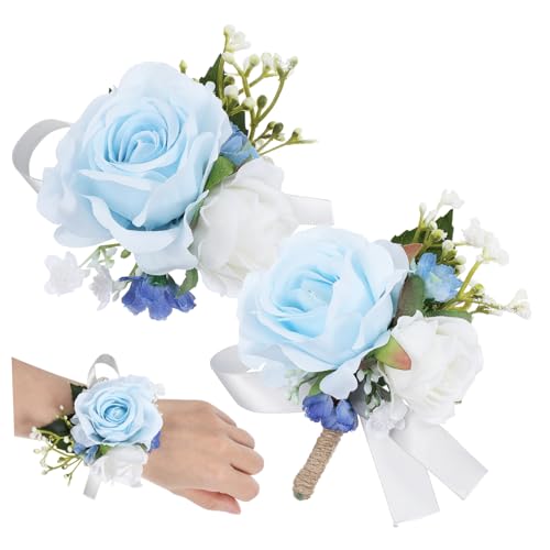 1 Satz Rosen-Set Ansteckblume Abschlussball Corsage-Armbänder hochzeitsdekoration Corsage für Hochzeiten Künstliche Blumen-Handgelenk-Korsagen Braut-Handgelenk-Girlande Seidenblume HAPINARY von HAPINARY