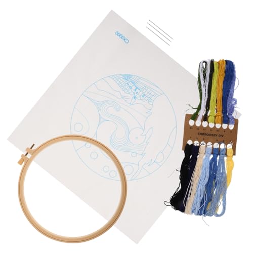 1 Satz Stickanzug Kunsthandwerk Set Bastelset für Erwachsene Stickerei-Ornament-Set Stickset für Anfänger und Erwachsene Kunsthandwerk für erwachsene Frauen Baumwolle Blue HAPINARY von HAPINARY