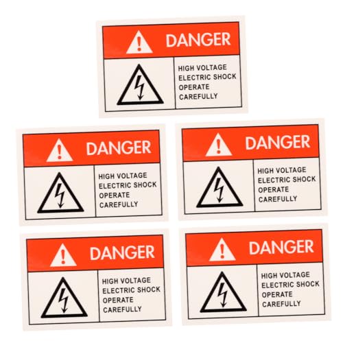 5 Stk Warnschilder für Elektrizität individuelle Schilder für Unternehmen Elektroraum Zeichen Feuerlöscher-Schilder Warnschild für Elektrozaun Gefahrentaste pp synthetisches Papier HAPINARY von HAPINARY