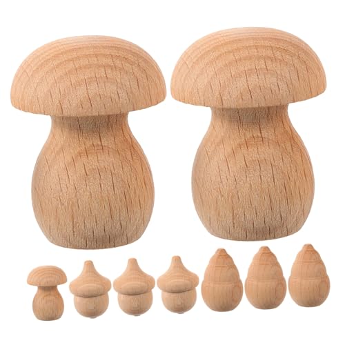 9St Handgefertigtes Eichelholz Pilzverzierung Pilzgartendekoration Pilz Zeug Aufkleber Pilzperlen bastelzeug bastelset woodcarver Tafelaufsätze aus Holz für Tische Mini-Holzpilze HAPINARY von HAPINARY